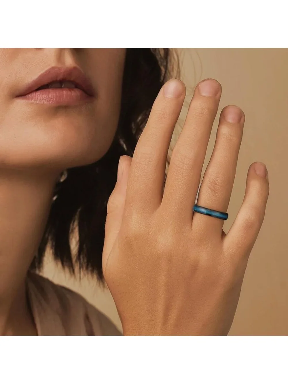 Tungsten Carbide Wedding Band for Men & Women, Comfort Fit, Meteorite/Opal